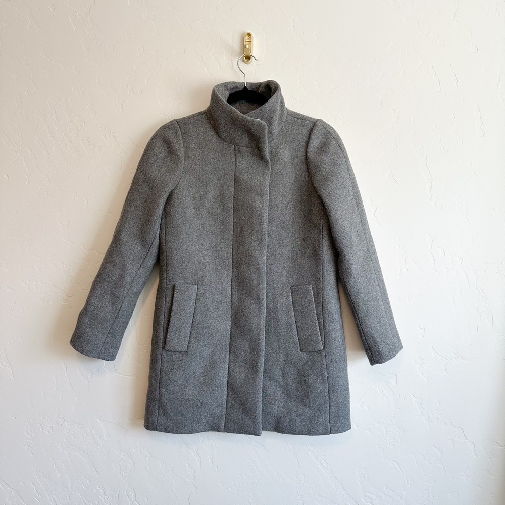 J.Crew Mercantile | City Wool Blend Stand Collar Mid Length Coat Jacket Gray 00P - Picture 2 of 7